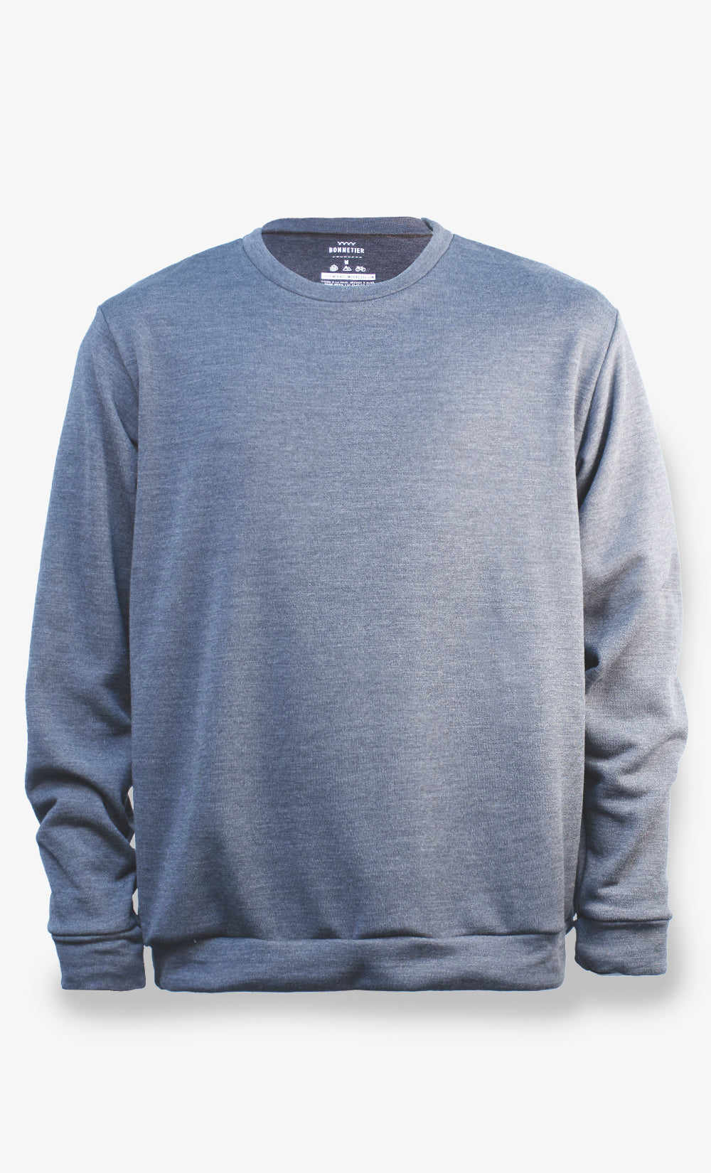 Chandail Endura pour homme en laine de mérinos ouatée gris chiné BONNETIER, manches longues, fabriqué au Canada.